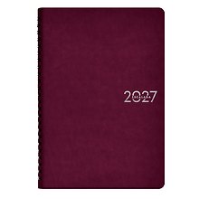 Еженедельник дат. 2027г. А5 80л "Гоутскин" бордовый, кожзам, мягк. переплет, евроспираль, тисн.фольгой, офсет, справ.мат-лы, закругл.углы, инд.уп