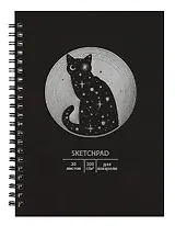 Скетчбук А5 20л "Лунный кот" 200 г/м2, евроспираль, тонир.картон, тиснение фольгой "Серебро"