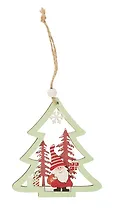 Новогоднее подвесное украшение Гномик в елочке (дерево) (10х9см) (12-06942-NY-3)