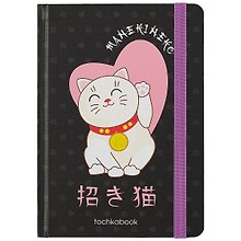 Книга для записей А5 72л тчк. "Японская кошка" 7БЦ, резинка