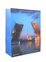 Пакет А4 32*26*10 СПб "Дворцовый мост, Петропавловская крепость" фото Михайлов А. бум.мат.ламинат