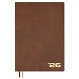 Ежедневник дат. 2026г. А5+ 176л "Шеврет" бордовый, кожзам, интегр. переплет, тисн. фольгой, внутренний блок в клетку, карман, офсет, закругл.углы, справ.мат-лы, 2 ляссе, инд.уп