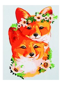 Холст с красками по номерам Добрые лисята (ХК-3673) (22х30см) (16цв) (Рыжий Кот) (3+) (коробка)