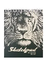 Скетчбук А6 60л Лев белый офсет, 80г/м2, тв.обложка, гребень