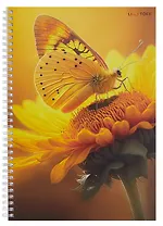 Тетрадь А4 96л кл. "Подсолнух" евроспираль, мел.картон, выб.лак, блестки «Золото».