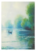 Ежедневник недатированный А5 128 листов, "Озеро кувшинок", ламинация Soft Touch