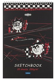 Скетчбук А4 20л "Смешарики" черн. внутр блок, 200г/м2, тв.обложка, спираль