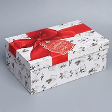Коробка "Ретро почта" 32,5*20*12,5 Новый год, картон
