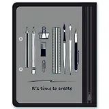 Папка для канцелярских принадлежностей А5 (25,5*20,5) Феникс+ Канцелярия на сером, 1отд., пластик