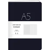 Книга для записей А5 80л лин. "Format" черн.иск.кожа, интегр.переплет, тиснение фольгой, скругл.углы, инд.уп.