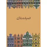Альбом для эскизов, Скетчпад А4, 40л.Городские кварталы твердая обложка, крафт, без линовки, евроспираль