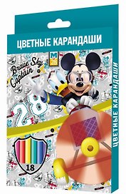 Карандаши цветные 18цв "Mickey Club House Aviator" к/к, подвес, Disney