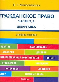 Шпаргалка по гражданскому праву. Части 3, 4 (карман.).Уч.пос.-2-е изд.