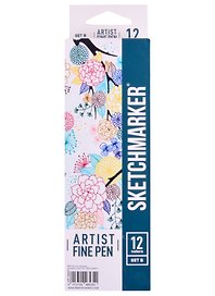 Ручки капиллярные 12цв Artist fine pen Basic 2, к/к, Sketchmarker