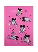 Скетчбук А5 80л "Catman" тонир. розов. блок, 7БЦ