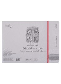 Скетчбук 24,5*17,9см 18л "SMLT Art Authentic Bristol", на резинке, 185г/м2, экстрабелый, сшивка