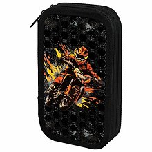 Пенал «Fire moto», 2 отделения, ламинированный картон, 19х11 см, Юнландия