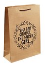 Пакет А4 32*23*9 "You can change the world girl" крафт, женск.