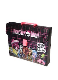 Портфель пластиковый А4 "Мonster high" на замке, с ручкой, Академия Групп