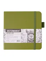 Скетчбук 12*12 80л "Sketchmarker" оливковый, 140г/м2, слоновая кость, тв.обл.