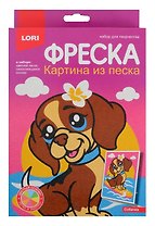 Фреска. Картина из песка "Собачка"