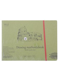 Скетчбук 24,5*18,6см 8л "SMLT Art Acrylic authenticbook", с резинкой, 290г/м2, белый, сшивка