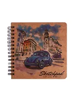 Скетчбук 200*200 120л "Ретроавтомобиль" крафт бумага 80г/м2, карт.обл., тв.подложка, гребень