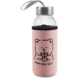 Бутылка в чехле велюр Мишка (пастель) (стекло) (300мл)