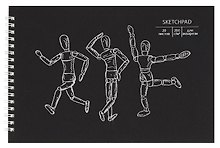 Скетчбук 250*170 20л "Art object" акварел. бумага, 200г/м2, черный дизайнерский картон, тиснение фольг. серебро, евроспираль