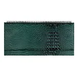 Планинг недат. 64л 390*180 "Аллигатор" зеленый, кожзам, тв.переплет, обл.поролон, офсет, настольный, откр.евроспираль, справ.мат-лы, ПВХ уп