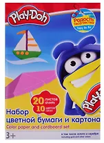 Картон цветной 08цв 08л А4 мелов.+бумага цветная 08цв 08л А4 "Play Doh" карт.папка, ассорти