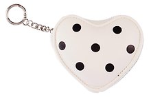 Брелок-кошелек Сердце в горошек (белый) (иск.кожа) (10см) (12-25065-9)