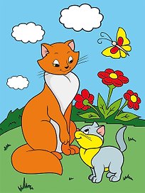 Холст для рисования Кошка с котенком (Х-9826) (18х24см) (Рыжий кот) (3+) (упаковка)