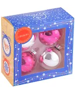 Набор елочных шаров Винное серебро (4 шт) (стекло) (6 см) (коробка)