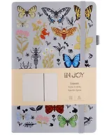 Книга для записей А5 120л кл. "IN JOY. №5" 7БЦ, иск.кожа, трафаретн.печать, тонир.форзац, скругл.углы, ляссе, резинка, петля д/ручки, карман на задн.форзаце