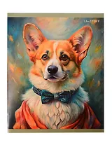 Тетрадь 24л кл. "Великие корги" мел.картон, выб.лак, офсет 60г/м2, поля, ассорти