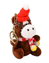 Брелок Символ года Лошадка в шапке и шарфе (текстиль) (14см) (14-1253-202505-T33)