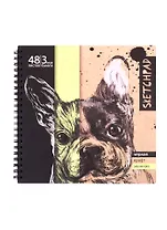 Скетчбук 195*195 48л "Животные" чёрная, зелёная, крафт. бумага 120 г/м2, 80 г/м2, карт.обл., гребень