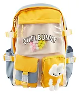 Рюкзак "Зайка" 42*27*15см, сине-желтый, с игрушкой