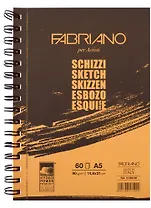 Альбом для зарисовок 14,8*21см 60л "Schizzi" спираль, 90г/м2, темная обложка, Fabriano