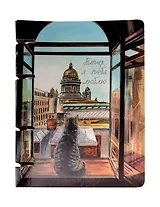 Тетрадь 100л кл. "Кот и Питер" на кольцах, мел.картон, глянц.ламинация, тичнение фольгой Серебро, квадр.корешок, скругл.углы