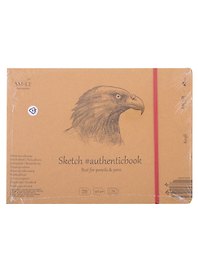 Скетчбук 24,5*17,8см 24л "SMLT Art Kraft authenticbook", на резинке, 90г/м2, крафт, сшивка