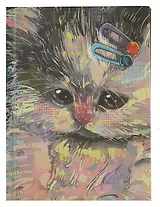 Книга для записей А6 64л кл "Котенок (Экслюзив)" 7БЦ, мат.ламинация, сшит.блок, выб.глитерн.лак