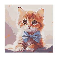 Картина-раскраска по номерам «Малыши. Котёнок с бантом», 30 х 30 см, 20 цветов, Рыжий Кот