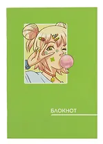 Записная книжка А6 40л "Аниме. Салатовый" инт.переплет, диз.блок, софт-тач, офсет
