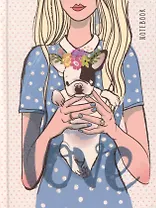 Книга для записей А6 64л кл. "Милый щенок" 7БЦ, мат.ламинация, выб.лак, золот.блестки