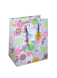 Пакет подарочный бумажный А5 18*23*10 "Совы. Owls", бирюзовый, мат. ламинат, Хансибэг