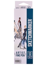 Ручки капиллярные 12цв Artist fine pen Basic 3, к/к, Sketchmarker