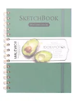 Скетчбук 15*20см 20л для акварели, 100% хлопок, зеленый, спираль, 300 г/м, Малевичъ