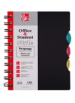 Записная книжка А6 120л кл. "Черная" пласт.обл., вырубка, 3цв.пласт.разделителя, инд.уп.